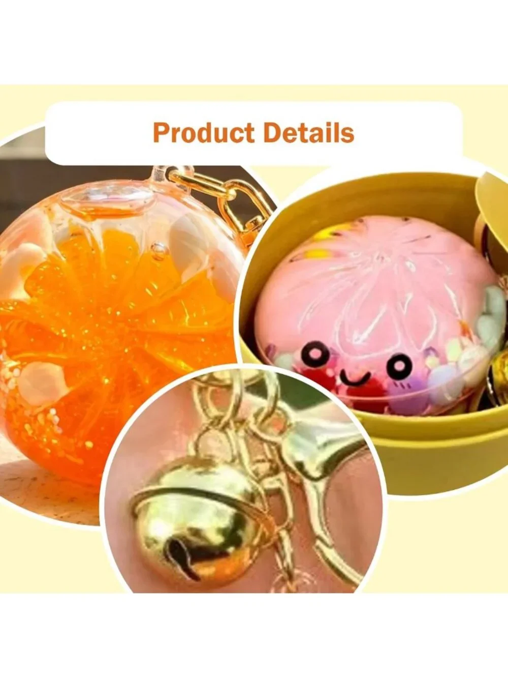 8 Pack Cute Dumpling Keychains - 3D Fidget Bag Charms with Bell, Fun Gift Set